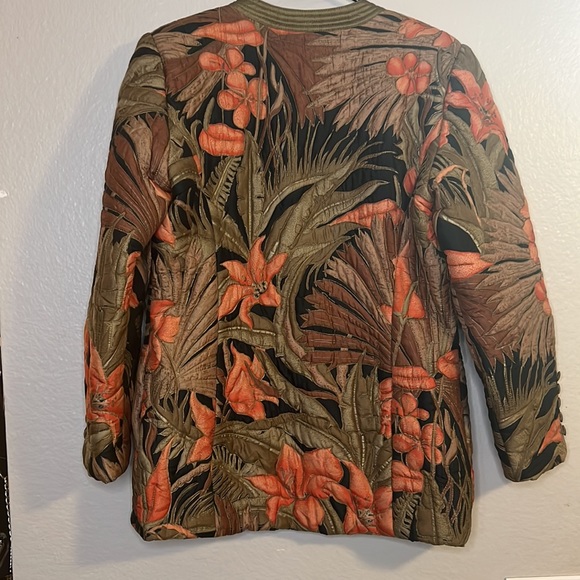 Vintage Ornel Soie Paris Silk Tropical Quilted Jacket 1 - Picture 6 of 7